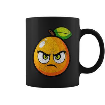 Naranja Con Cara Enojada Dibujos Animados Grá Taza de café - Regaloses