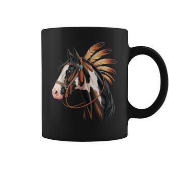 Nativo Americano Tocado Jefe Caballo Color Indio Taza de café - Regaloses