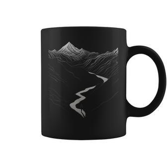 Naturaleza Dibujo Montañas Arte Diseño Gráfico Taza de café - Regaloses
