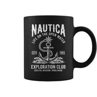 Nautica Exploration Club Vintage Anchor And Compass Graphic Coffee Mug | Seseable UK