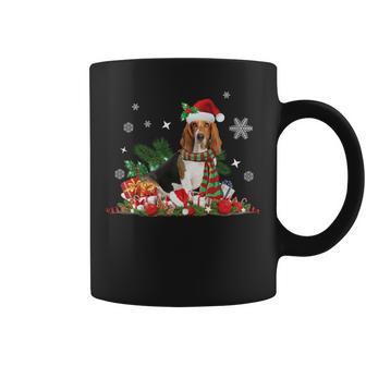 Navidad Bassett Hound Dogombrero De Papá Noel Luces Regalos Manga Larga Taza de café - Regaloses