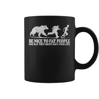 Be Nice To Fat People arcástico Meme Oso Naturaleza Retro Taza de café - Regaloses