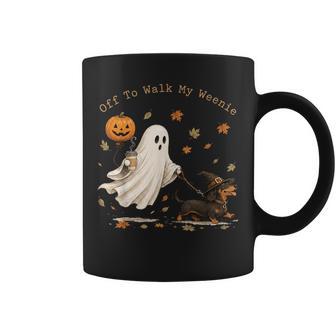 Off To Walk My Weenie Ghost Dachshund Halloween Coffee Mug - Thegiftio UK
