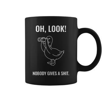 Oh Look Nobody Gives A Sht Sarcastic Duck Binoculars Joke Coffee Mug - Thegiftio UK
