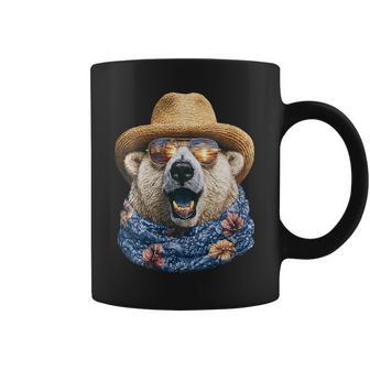 Ours Polaire Mignon Avec Lunettes Deoleil Et Chapeau De Paille Animal Été Tasse - Cadeauxyz