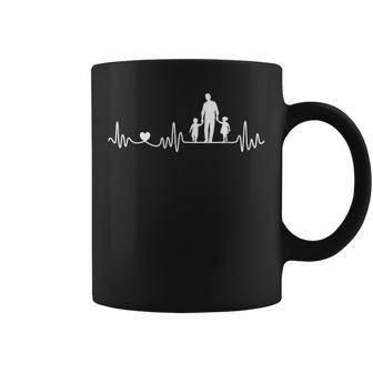 Padre Hijo Hija Latido Frecuencia Cardíaca Para Papá Para El Día Del Padre Taza de café - Regaloses