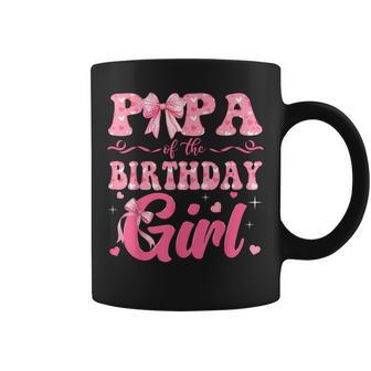 Papa Of The Birthday Girl Family Pink Coquette Bow Coffee Mug - Thegiftio UK