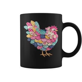 Patchwork Chicken Floral Polka Dot Farmhouse Hen Graphic Coffee Mug - Thegiftio UK