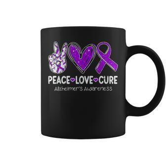 Peace Love Cure Alzheimer's Awareness Ribbon Purple Dementia Coffee Mug - Thegiftio UK