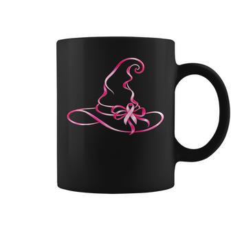 Pink Ribbon Witch Hat Halloween Breast Cancer Awareness Coffee Mug | Seseable UK