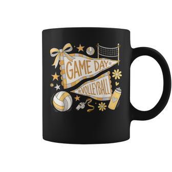 Preppy Volleyball Game Day Girls Volleyball Mom Cheer Gold Coffee Mug - Thegiftio UK
