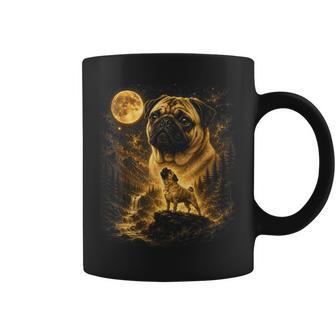 Pug Howling To The Moon Wilderness Landscape Mountain Coffee Mug - Thegiftio UK