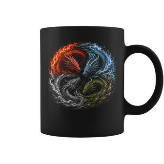 Quatre Éléments Dragons Yin Yang Feu Eau Terre Air Cadeaux Tasse - Cadeauxyz