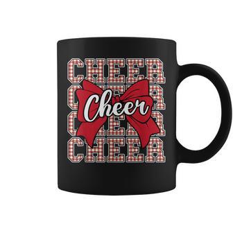 Red Gingham Stripe Coquette Bow Cheer Cheerleading Matching Coffee Mug - Thegiftio UK