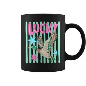 Retro Duck Lucky Summer Vibes Southern Mallard Duck Hunting Coffee Mug - Thegiftio UK