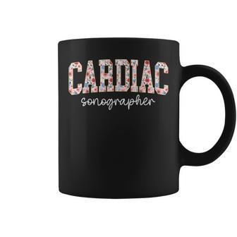 Retro Floral Cardiac Sonographer Cardiovascular Sonography Coffee Mug | Seseable UK