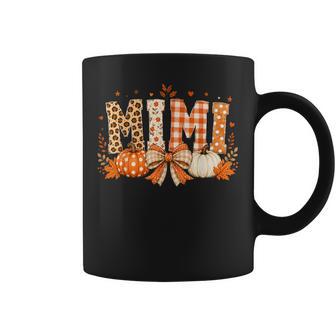 Retro Leopard Mimi Fall Leaves Pumpkin Grandma Thanksgiving Coffee Mug | Seseable UK