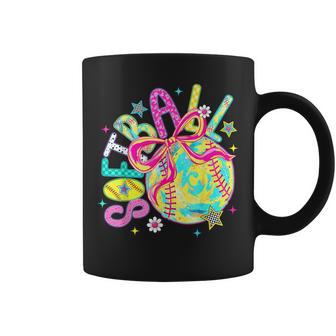 Retro Softball Coquette Bow Game Day Vibes For Girls Coffee Mug - Thegiftio UK