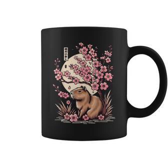 Sakura Feuilles De Cerisier En Fleurs Avec Capybara Japonais Tasse - Cadeauxyz