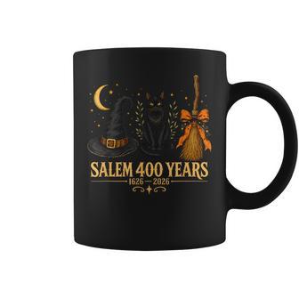 Salem 400 Years Anniversary Witch Hat Cat Broom Halloween Coffee Mug | Seseable UK