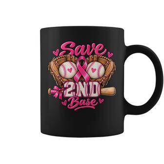 Save Second 2Nd Base Breast Cancer Month Baseball Awareness Coffee Mug | Seseable UK