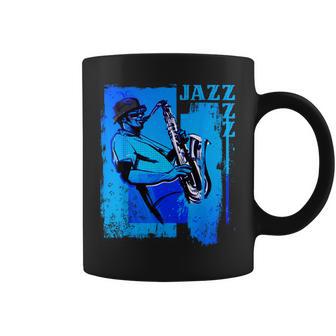 Saxofonista De Jazz Blue Music Blue Notes Taza de café - Regaloses