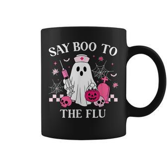 Say Boo To The Flu Nurse Ghost Halloween Vaccine Coffee Mug | Seseable UK