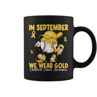 In September We Wear Gold Baseball Drip Boy Childhood Cancer Coffee Mug - Thegiftio UK