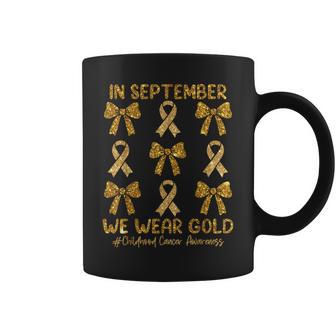 In September We Wear Gold Ribbon Bow Childhood Cancer Girls Coffee Mug | Seseable UK