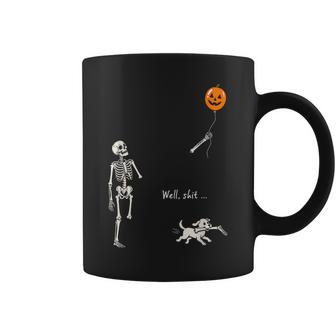 Well Shit Skeleton Lost Balloon Pumpkin Dog Gothic Halloween Coffee Mug | Seseable UK