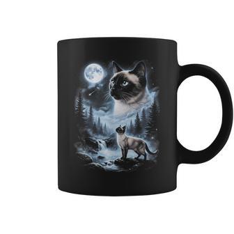 Siamese Cat Howling At Moon 90'S Retro Coffee Mug - Thegiftio UK