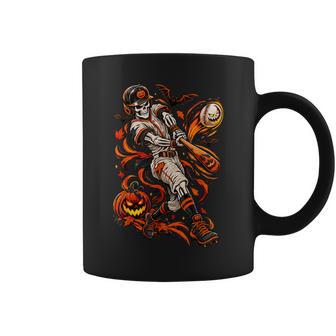Skeleton Baseball Player Boys Scary For Halloween Coffee Mug | Seseable UK