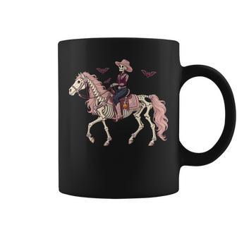 Skeleton Cowgirl Horse Pink Western Halloween Girls Coffee Mug | Seseable UK