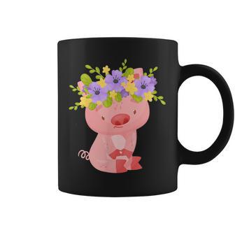 Snirt De Cerdo Infantil Diseño De Cerdo Con Flores Taza de café - Regaloses