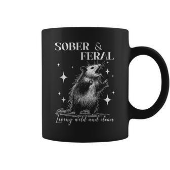 Sober And Feral Sobriety Opossum Soberversary Coffee Mug - Thegiftio UK