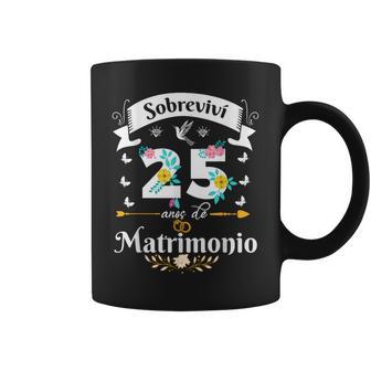 Sobreviví 25 Años De Matrimonio Aniversario De Boda Pareja Taza de café - Regaloses