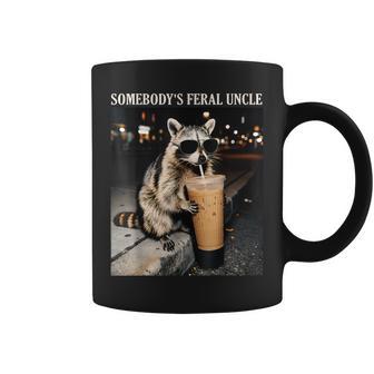Somebody's Feral Uncle Raccoon Drinking Iced Coffee Coffee Mug | Seseable UK