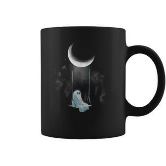 Spooky Ghost Swing Under Moon Lazy Halloween Costume Gothic Coffee Mug - Thegiftio UK