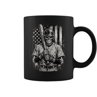 Spooky Halloween Baseball Skeleton Usa Flag Ns Boys Coffee Mug | Seseable UK