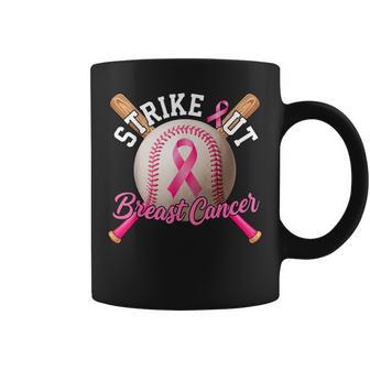 Strike Out Breast Cancer Warrior Baseball Pink Ribbon Coffee Mug | Seseable UK