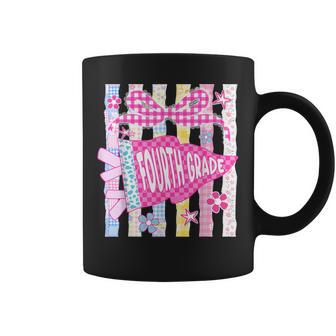 Striped Floral Pennant Flag Fourth Grade Back To School Girl Coffee Mug | Seseable UK