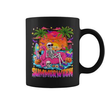Summerween Skeleton Halloween Summer Floral Girl Kids Coffee Mug | Seseable UK