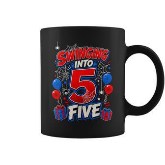 Swinging Into 5 Spider Web 5Th Birthday Boy Five Year Old Coffee Mug - Thegiftio UK