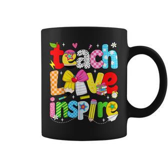 Teach Love Inspire Trendy Teacher Back To School First Day Coffee Mug - Thegiftio UK