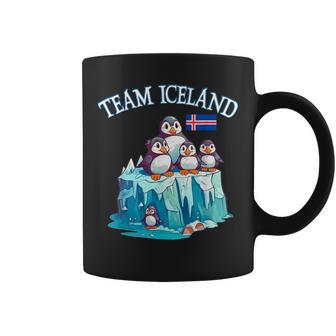 Team Iceland Puffins Cartoon Eisberg Island Banderaouvenir Taza de café - Regaloses