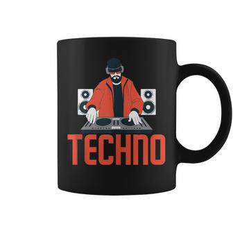 Techno Amante Dj Música Electrónica Fiesta In Mangas Taza de café - Regaloses