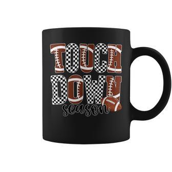 Touch Down Season Game Day Checkered Football Mom Mama Girl Coffee Mug - Thegiftio UK