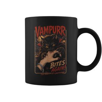 Vampurr Bites Again Cat Halloween Vintage Graphic Coffee Mug - Thegiftio UK