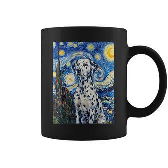 Van Gogh Noche Estrellada Perro Dálmata Pintura Artística Taza de café - Regaloses