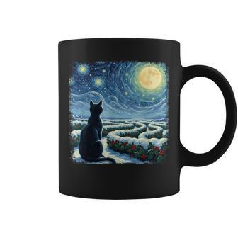 Van Gogh Nuit Étoilée Chat Lune Noël Tasse - Cadeauxyz